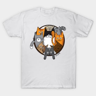 Funny Gang of Cats Illustration T-Shirt